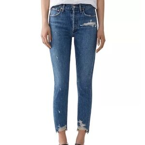 AGOLDE Jeans Jaime High Rise Classic Skinny Distressed Button Fly Size 28